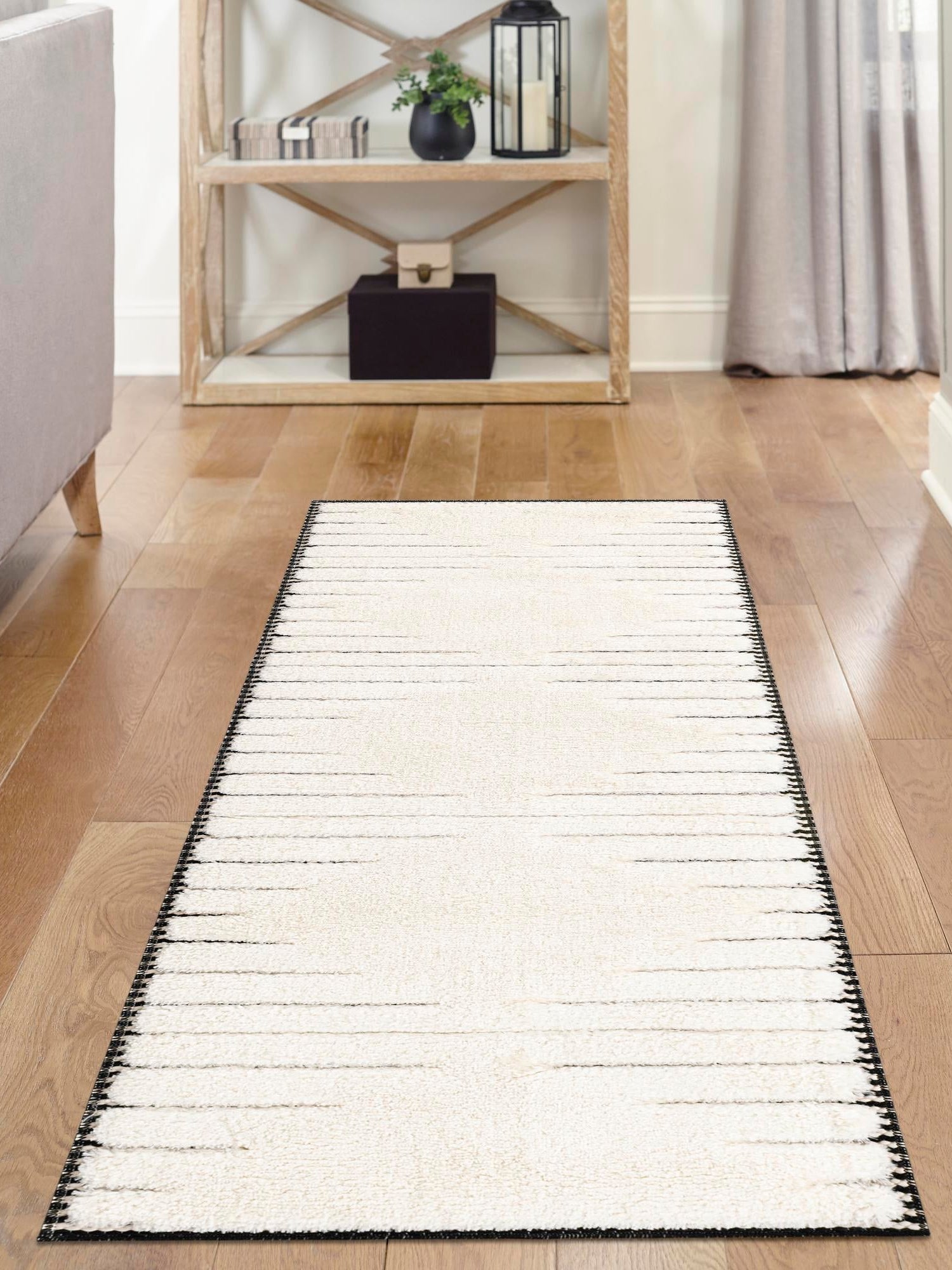 Ivory White 2' 7 x 8' Prismatic Runner Area Rug Modern Geometric Unique Design Carpet for Contemporary Interior Home Decorating for Sale at Rug Engine