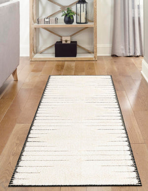Ivory White 2' 7 x 12' Prismatic Runner Area Rug Modern Geometric Unique Design Carpet for Contemporary Interior Home Decorating for Sale at Rug Engine
