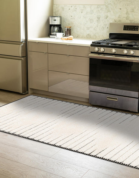 Ivory White 2' 7 x 12' Prismatic Runner Area Rug Modern Geometric Unique Design Carpet for Contemporary Interior Home Decorating for Sale at Rug Engine