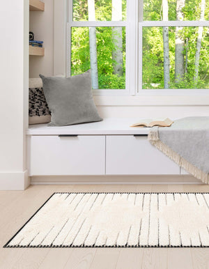 Ivory White 2' 7 x 12' Prismatic Runner Area Rug Modern Geometric Unique Design Carpet for Contemporary Interior Home Decorating for Sale at Rug Engine