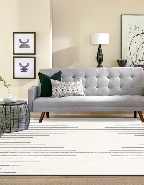 Ivory White 7' 10 x 7' 10 Prismatic Square Area Rug Modern Geometric Unique Design Carpet for Contemporary Interior Home Decorating for Sale at Rug Engine