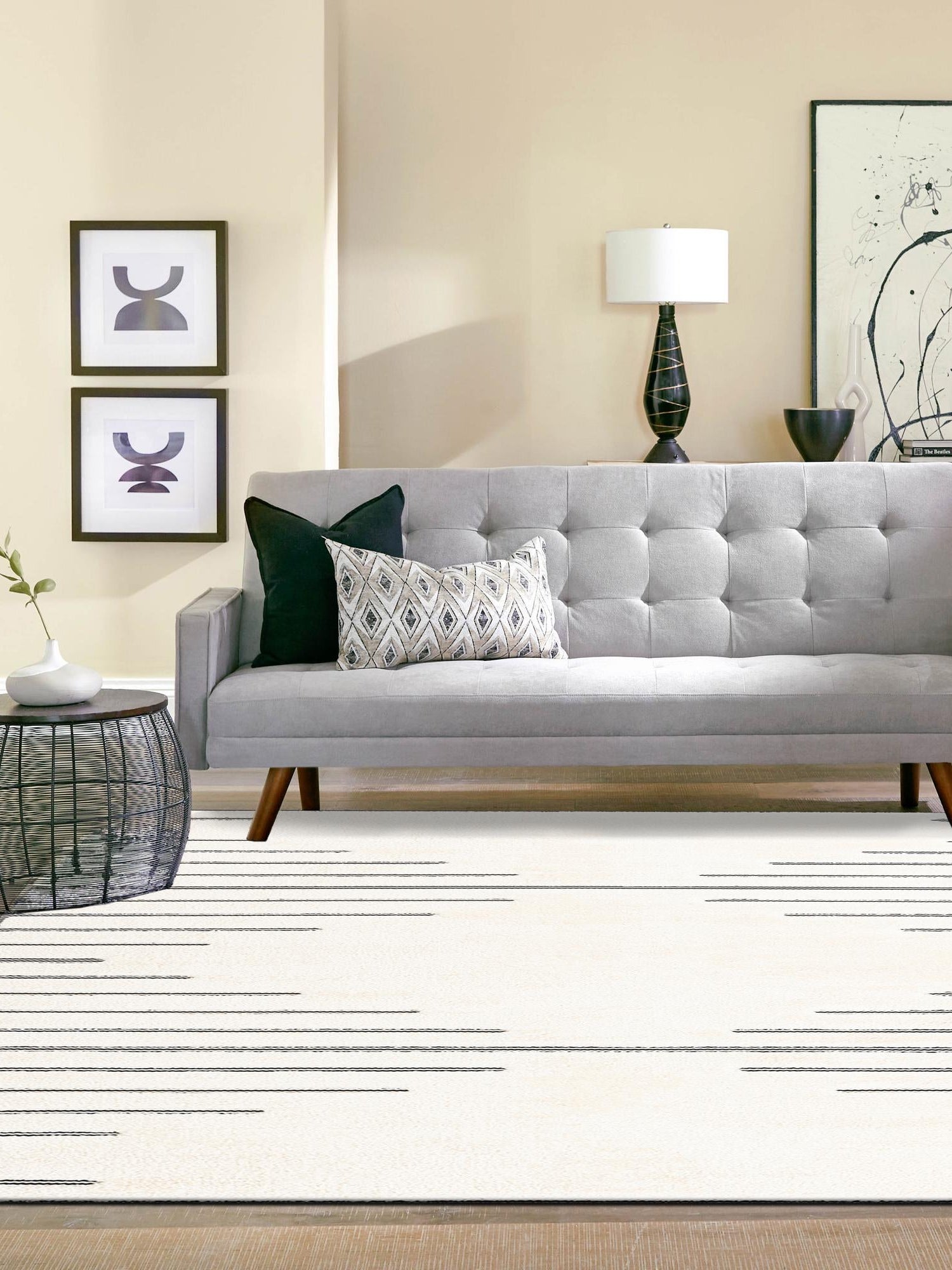 Ivory White 10' x 10' Prismatic Square Area Rug Modern Geometric Unique Design Carpet for Contemporary Interior Home Decorating for Sale at Rug Engine