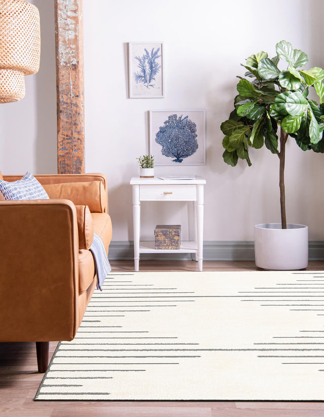 Ivory White 10' x 10' Prismatic Square Area Rug Modern Geometric Unique Design Carpet for Contemporary Interior Home Decorating for Sale at Rug Engine