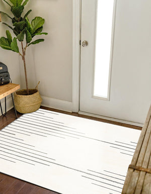 Ivory White 7' 10 x 7' 10 Prismatic Square Area Rug Modern Geometric Unique Design Carpet for Contemporary Interior Home Decorating for Sale at Rug Engine