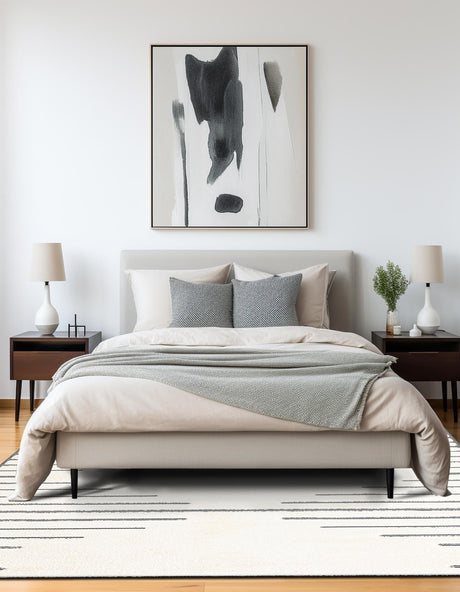 Ivory White 10' x 10' Prismatic Square Area Rug Modern Geometric Unique Design Carpet for Contemporary Interior Home Decorating for Sale at Rug Engine
