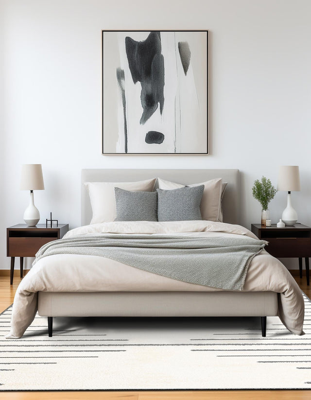 Ivory White 10' x 10' Prismatic Square Area Rug Modern Geometric Unique Design Carpet for Contemporary Interior Home Decorating for Sale at Rug Engine