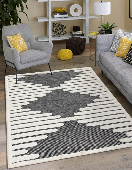 Gray 6' 1 x 9' Prismatic Rectangle Area Rug Modern Geometric Unique Design Carpet for Contemporary Interior Home Decorating for Sale at Rug Engine