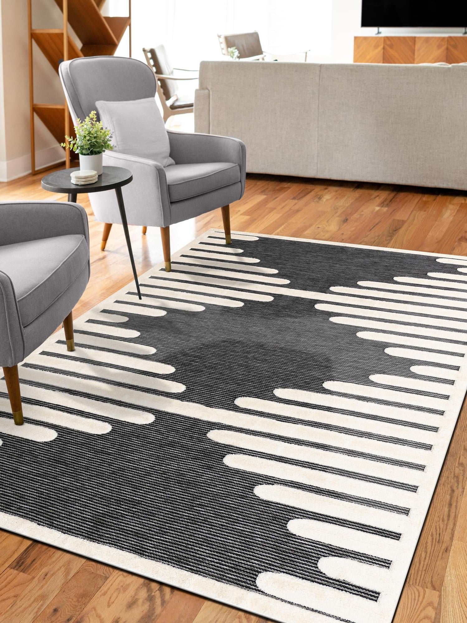 Gray 6' 1 x 9' Prismatic Rectangle Area Rug Modern Geometric Unique Design Carpet for Contemporary Interior Home Decorating for Sale at Rug Engine