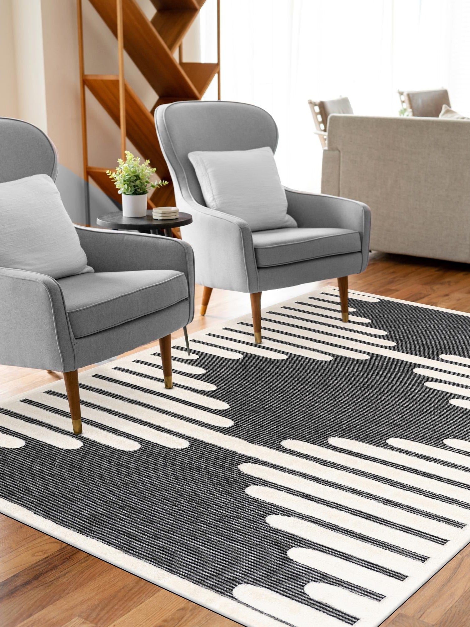Gray 6' 1 x 9' Prismatic Rectangle Area Rug Modern Geometric Unique Design Carpet for Contemporary Interior Home Decorating for Sale at Rug Engine