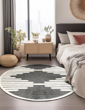 Gray 6' 1 x 6' 1 Prismatic Round Area Rug Modern Geometric Unique Design Carpet for Contemporary Interior Home Decorating for Sale at Rug Engine