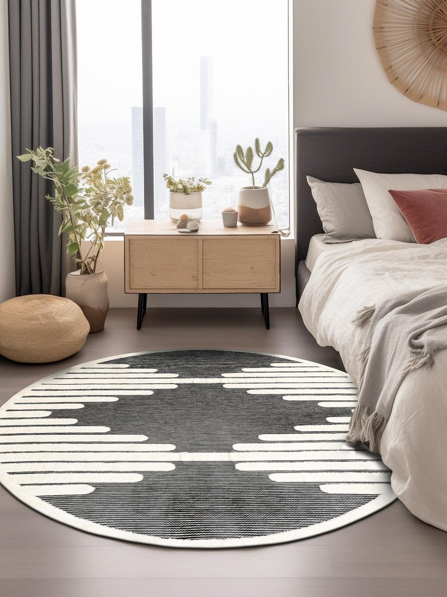 Gray 3' 1 x 3' 1 Prismatic Round Area Rug Modern Geometric Unique Design Carpet for Contemporary Interior Home Decorating for Sale at Rug Engine