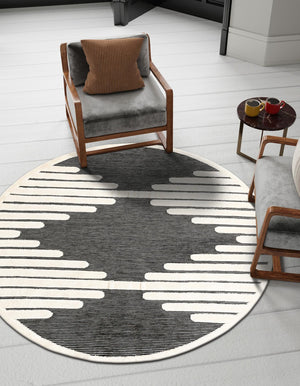 Gray 6' 1 x 6' 1 Prismatic Round Area Rug Modern Geometric Unique Design Carpet for Contemporary Interior Home Decorating for Sale at Rug Engine