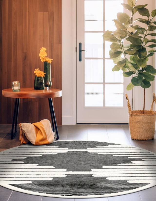 Gray 6' 1 x 6' 1 Prismatic Round Area Rug Modern Geometric Unique Design Carpet for Contemporary Interior Home Decorating for Sale at Rug Engine
