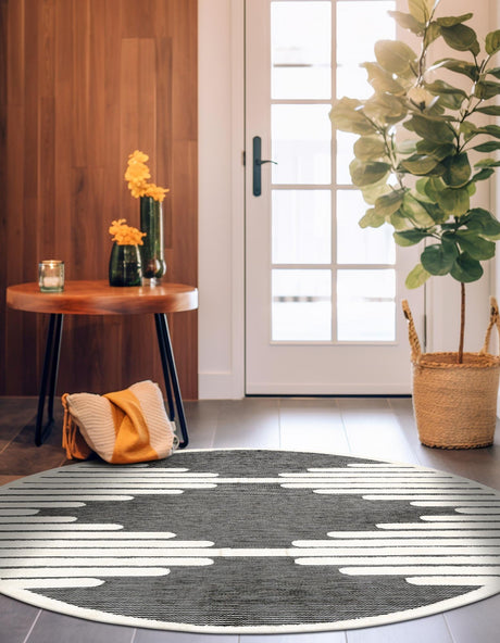Gray 3' 1 x 3' 1 Prismatic Round Area Rug Modern Geometric Unique Design Carpet for Contemporary Interior Home Decorating for Sale at Rug Engine