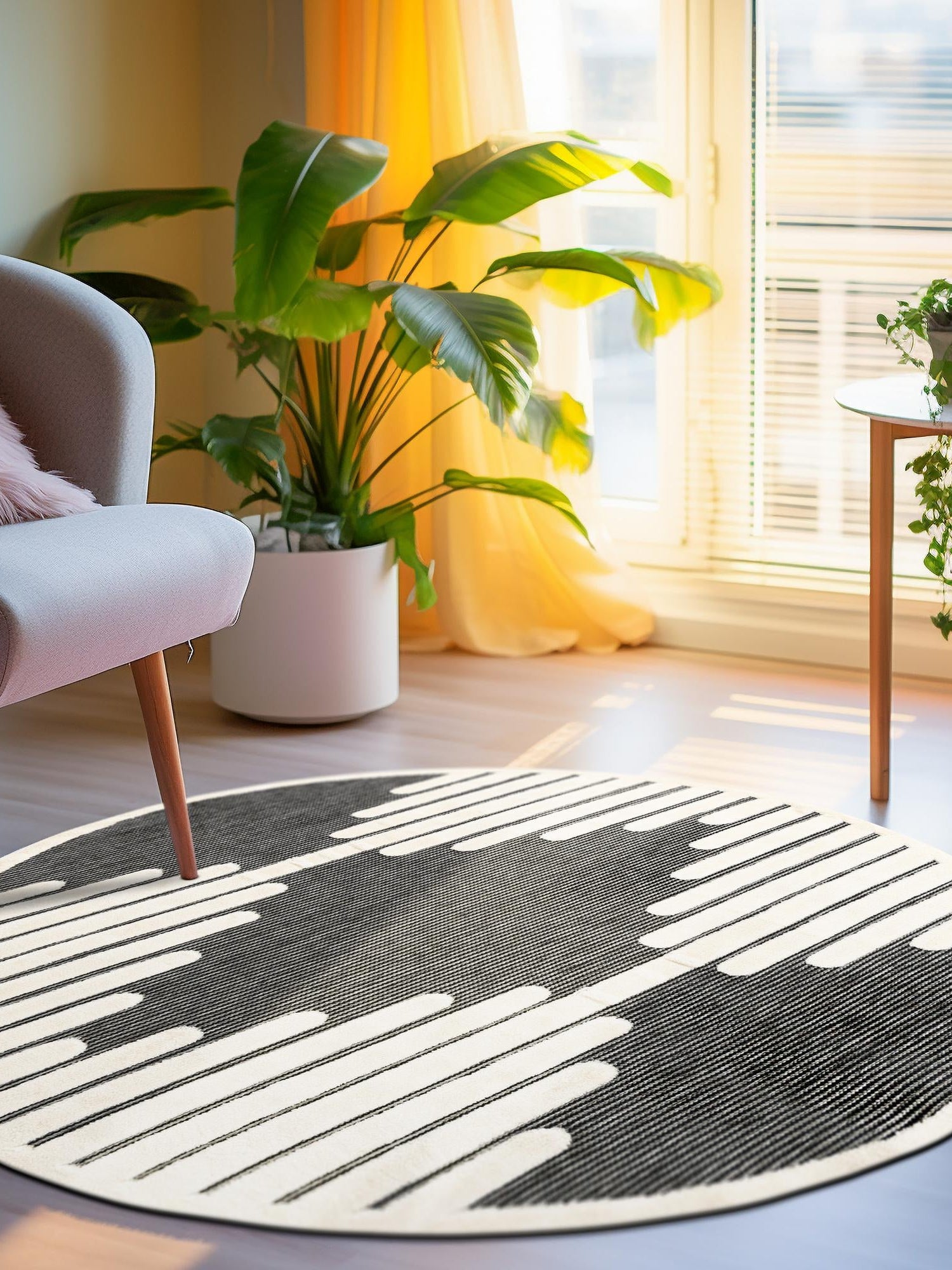 Gray 6' 1 x 6' 1 Prismatic Round Area Rug Modern Geometric Unique Design Carpet for Contemporary Interior Home Decorating for Sale at Rug Engine