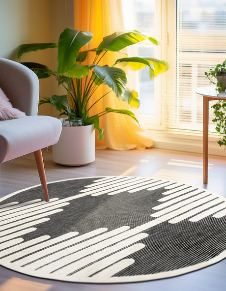 Gray 6' 1 x 6' 1 Prismatic Round Area Rug Modern Geometric Unique Design Carpet for Contemporary Interior Home Decorating for Sale at Rug Engine
