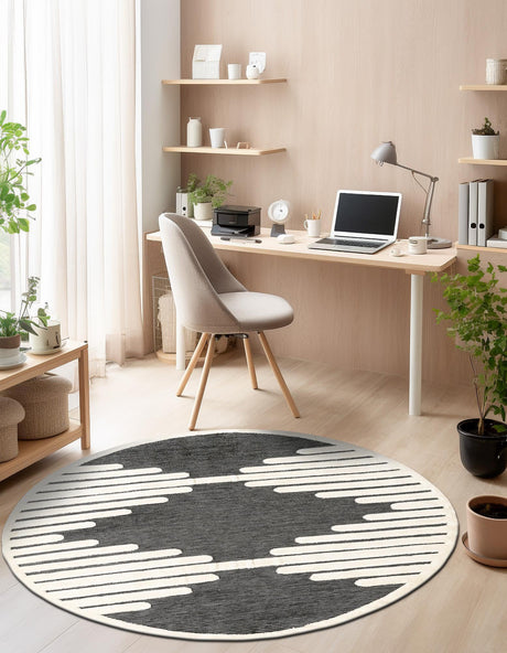 Gray 3' 1 x 3' 1 Prismatic Round Area Rug Modern Geometric Unique Design Carpet for Contemporary Interior Home Decorating for Sale at Rug Engine