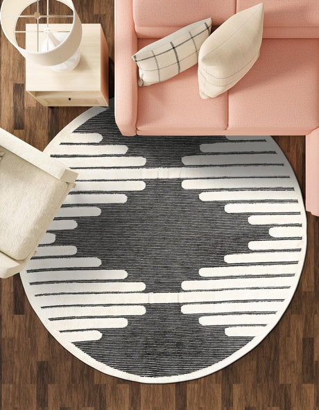 Gray 3' 1 x 3' 1 Prismatic Round Area Rug Modern Geometric Unique Design Carpet for Contemporary Interior Home Decorating for Sale at Rug Engine