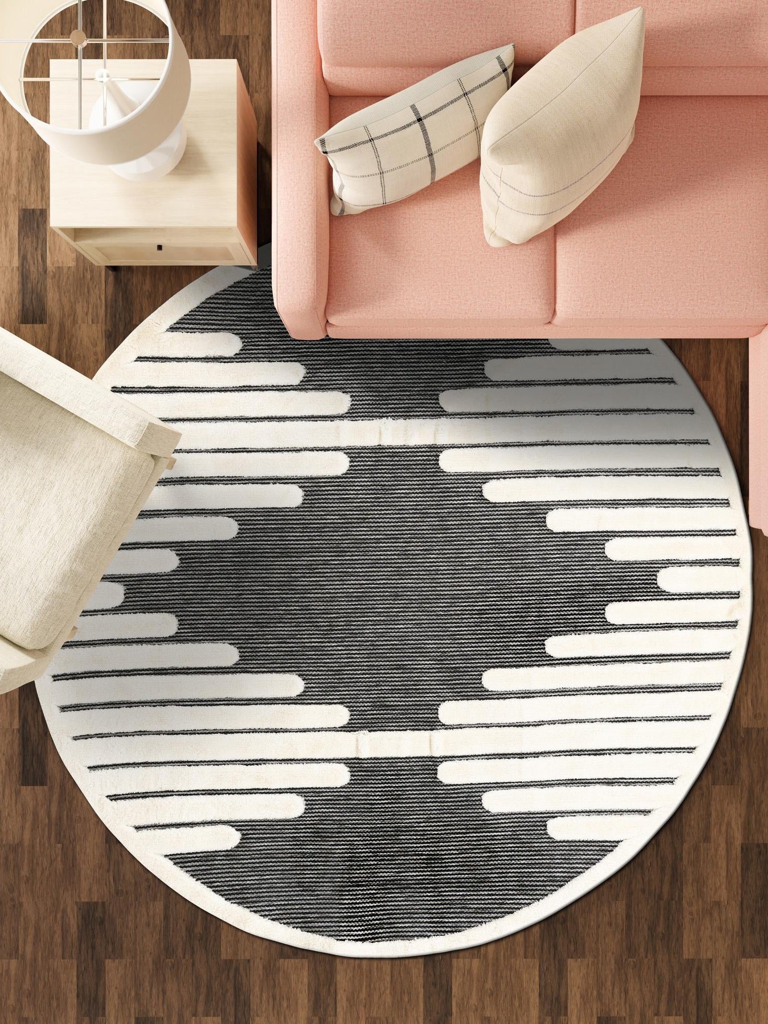 Gray 6' 1 x 6' 1 Prismatic Round Area Rug Modern Geometric Unique Design Carpet for Contemporary Interior Home Decorating for Sale at Rug Engine