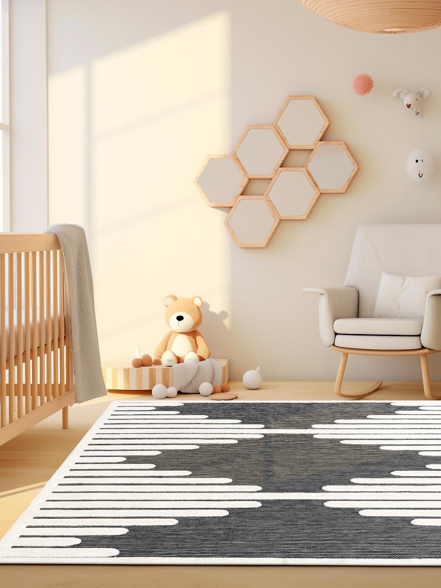 Gray 7' 10 x 7' 10 Prismatic Square Area Rug Modern Geometric Unique Design Carpet for Contemporary Interior Home Decorating for Sale at Rug Engine