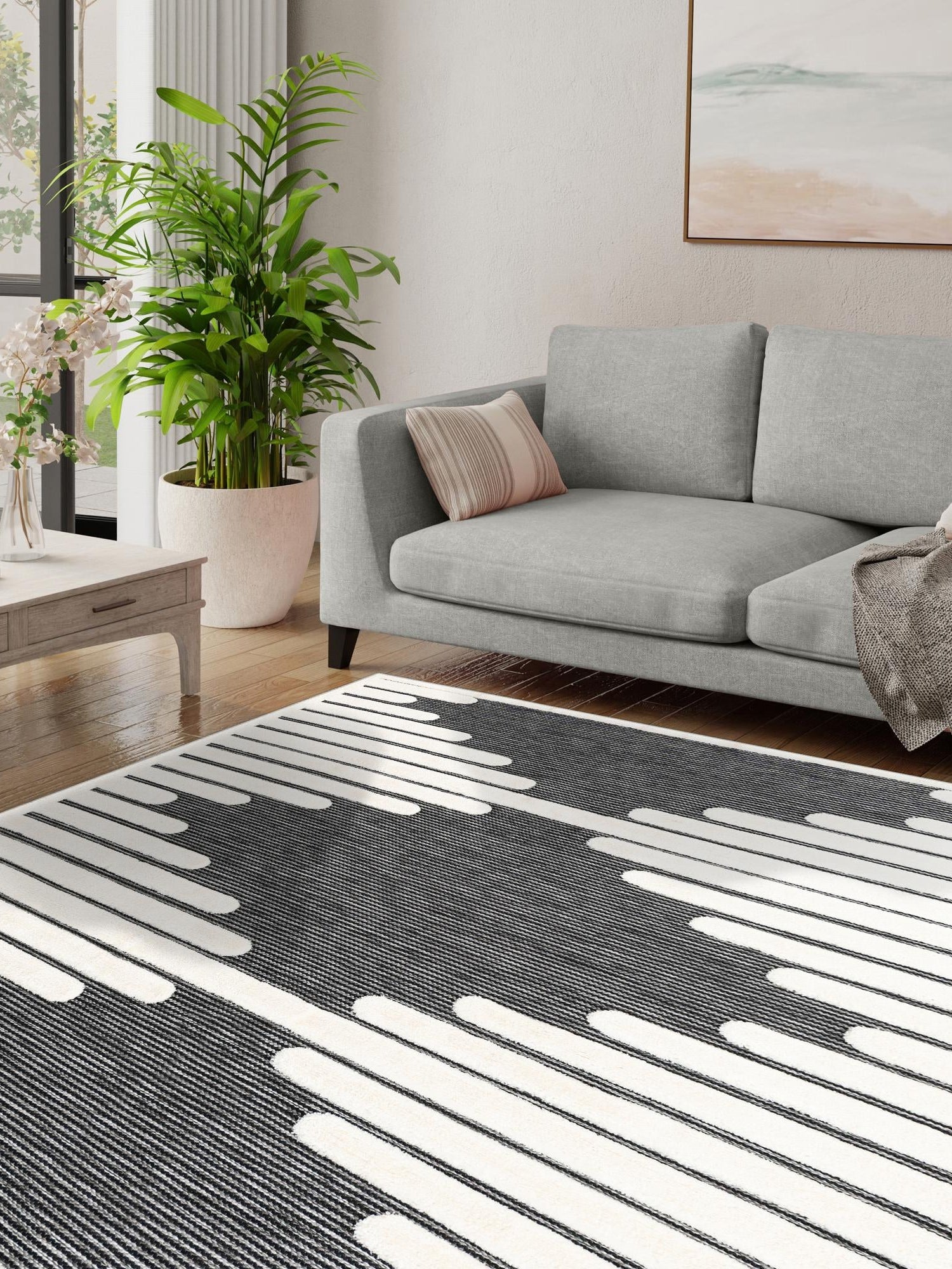 Gray 7' 10 x 7' 10 Prismatic Square Area Rug Modern Geometric Unique Design Carpet for Contemporary Interior Home Decorating for Sale at Rug Engine
