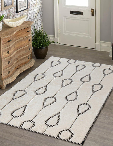 Ivory White 10' x 13' 1 Prismatic Rectangle Area Rug Modern Geometric Unique Design Carpet for Contemporary Interior Home Decorating for Sale at Rug Engine