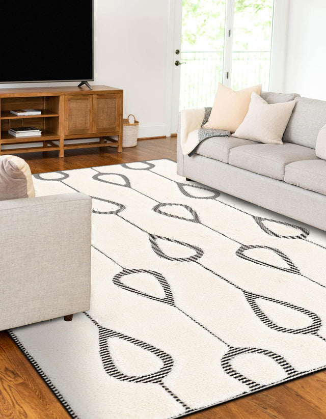 Ivory White 2' x 3' 1 Prismatic Rectangle Area Rug Modern Geometric Unique Design Carpet for Contemporary Interior Home Decorating for Sale at Rug Engine