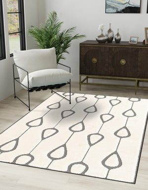 Ivory White 9' x 12' Prismatic Rectangle Area Rug Modern Geometric Unique Design Carpet for Contemporary Interior Home Decorating for Sale at Rug Engine