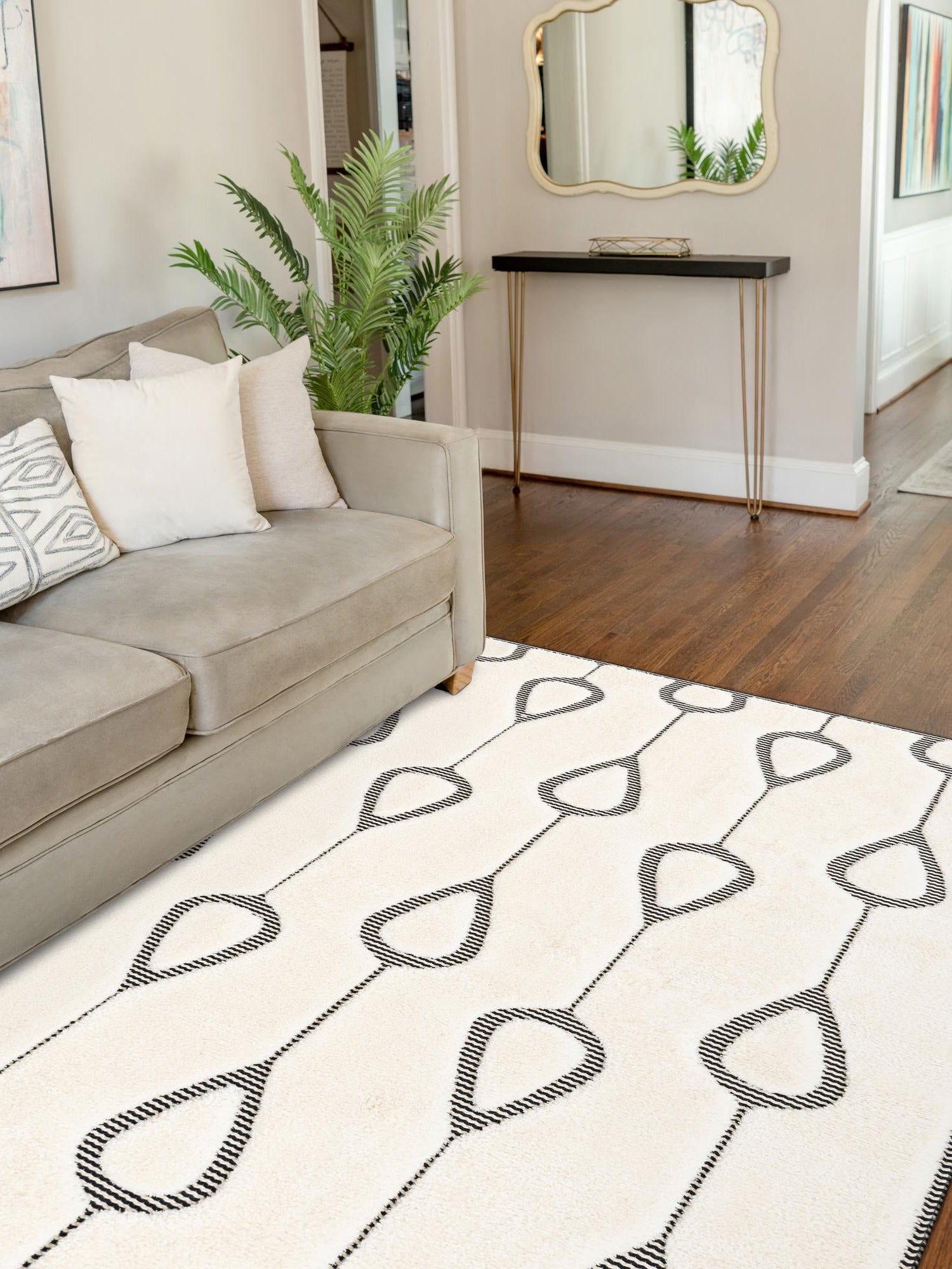 Ivory White 7' 10 x 10' Prismatic Rectangle Area Rug Modern Geometric Unique Design Carpet for Contemporary Interior Home Decorating for Sale at Rug Engine