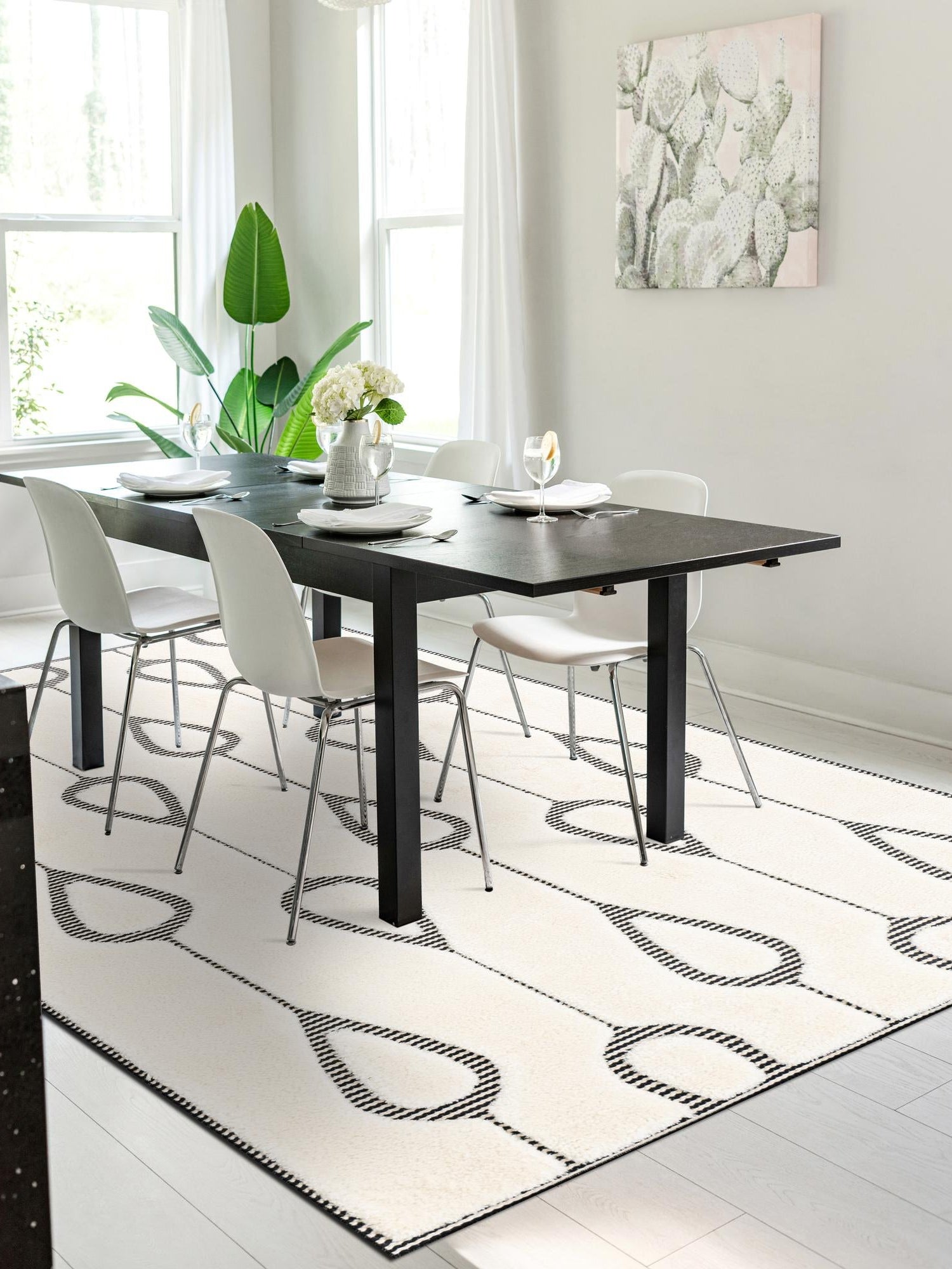 Ivory White 7' 10 x 10' Prismatic Rectangle Area Rug Modern Geometric Unique Design Carpet for Contemporary Interior Home Decorating for Sale at Rug Engine