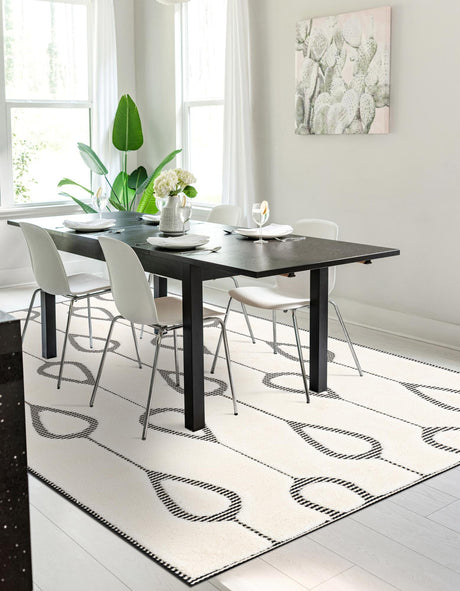 Ivory White 7' 10 x 10' Prismatic Rectangle Area Rug Modern Geometric Unique Design Carpet for Contemporary Interior Home Decorating for Sale at Rug Engine