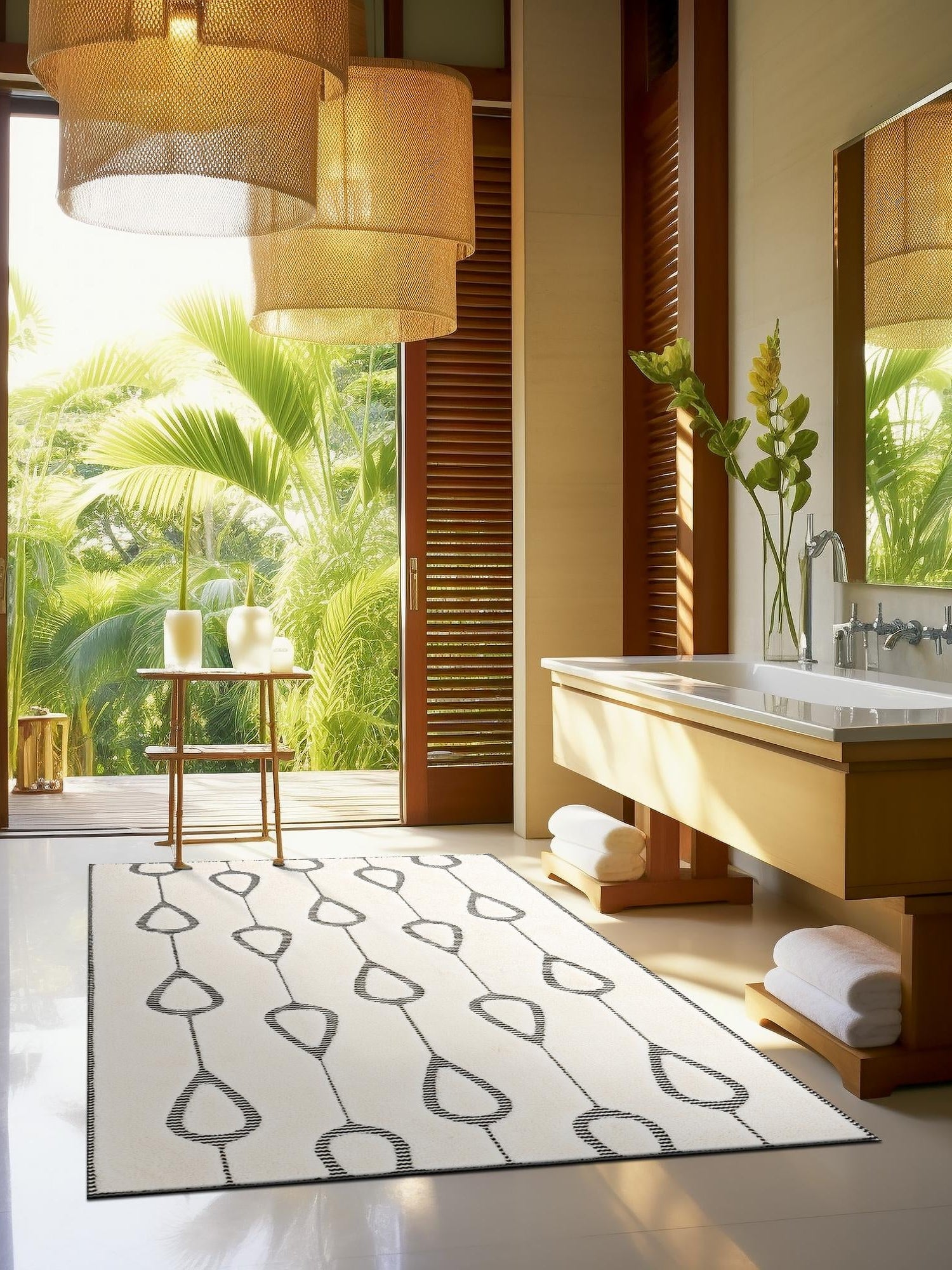 Ivory White 5' 3 x 8' Prismatic Rectangle Area Rug Modern Geometric Unique Design Carpet for Contemporary Interior Home Decorating for Sale at Rug Engine