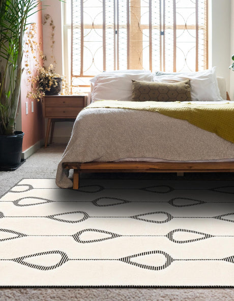Ivory White 6' 1 x 9' Prismatic Rectangle Area Rug Modern Geometric Unique Design Carpet for Contemporary Interior Home Decorating for Sale at Rug Engine