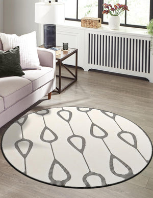 Ivory White 6' 1 x 6' 1 Prismatic Round Area Rug Modern Geometric Unique Design Carpet for Contemporary Interior Home Decorating for Sale at Rug Engine