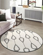 Ivory White 3' 1 x 3' 1 Prismatic Round Area Rug Modern Geometric Unique Design Carpet for Contemporary Interior Home Decorating for Sale at Rug Engine