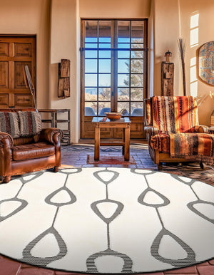 Ivory White 3' 1 x 3' 1 Prismatic Round Area Rug Modern Geometric Unique Design Carpet for Contemporary Interior Home Decorating for Sale at Rug Engine