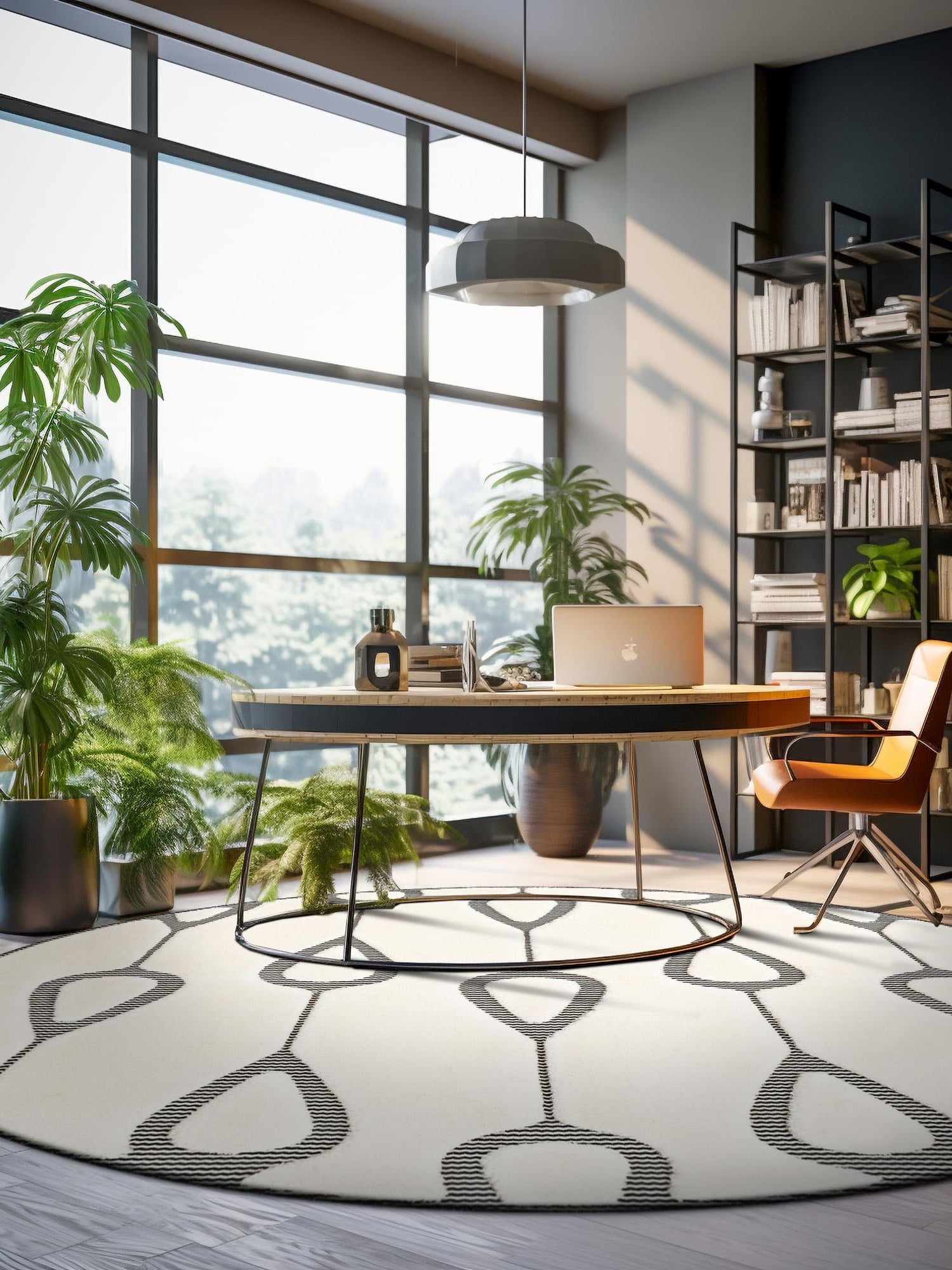 Ivory White 7' 10 x 7' 10 Prismatic Round Area Rug Modern Geometric Unique Design Carpet for Contemporary Interior Home Decorating for Sale at Rug Engine