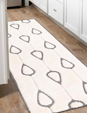 Ivory White 2' x 5' 1 Prismatic Runner Area Rug Modern Geometric Unique Design Carpet for Contemporary Interior Home Decorating for Sale at Rug Engine