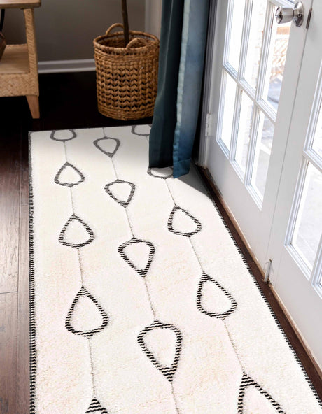 Ivory White 2' 7 x 12' Prismatic Runner Area Rug Modern Geometric Unique Design Carpet for Contemporary Interior Home Decorating for Sale at Rug Engine