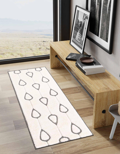 Ivory White 2' 7 x 12' Prismatic Runner Area Rug Modern Geometric Unique Design Carpet for Contemporary Interior Home Decorating for Sale at Rug Engine