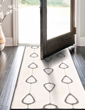 Ivory White 2' 7 x 12' Prismatic Runner Area Rug Modern Geometric Unique Design Carpet for Contemporary Interior Home Decorating for Sale at Rug Engine