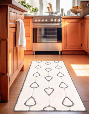 Ivory White 2' 7 x 12' Prismatic Runner Area Rug Modern Geometric Unique Design Carpet for Contemporary Interior Home Decorating for Sale at Rug Engine