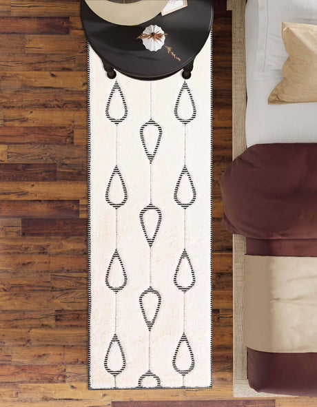 Ivory White 2' 7 x 12' Prismatic Runner Area Rug Modern Geometric Unique Design Carpet for Contemporary Interior Home Decorating for Sale at Rug Engine
