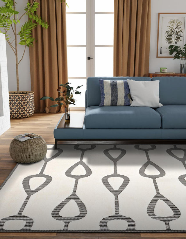 Ivory White 10' x 10' Prismatic Square Area Rug Modern Geometric Unique Design Carpet for Contemporary Interior Home Decorating for Sale at Rug Engine