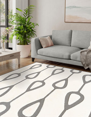 Ivory White 7' 10 x 7' 10 Prismatic Square Area Rug Modern Geometric Unique Design Carpet for Contemporary Interior Home Decorating for Sale at Rug Engine