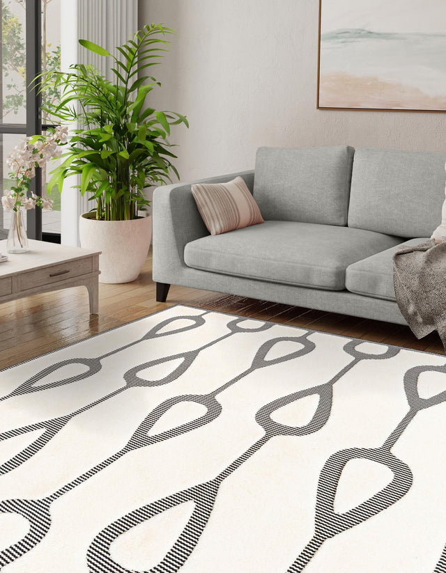 Ivory White 7' 10 x 7' 10 Prismatic Square Area Rug Modern Geometric Unique Design Carpet for Contemporary Interior Home Decorating for Sale at Rug Engine