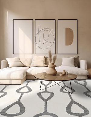 Ivory White 10' x 10' Prismatic Square Area Rug Modern Geometric Unique Design Carpet for Contemporary Interior Home Decorating for Sale at Rug Engine