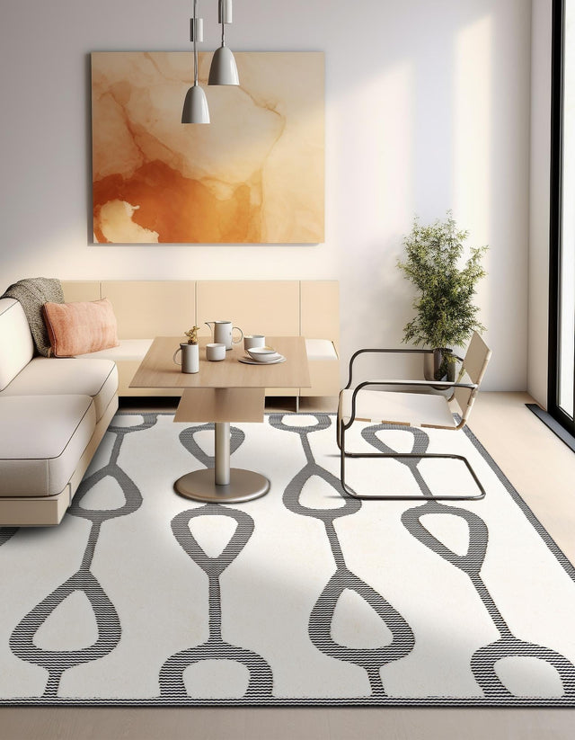 Ivory White 10' x 10' Prismatic Square Area Rug Modern Geometric Unique Design Carpet for Contemporary Interior Home Decorating for Sale at Rug Engine