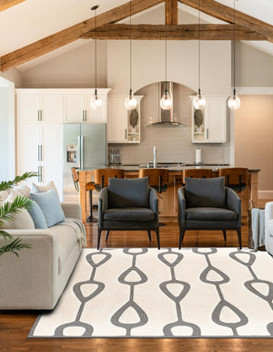 Ivory White 7' 10 x 7' 10 Prismatic Square Area Rug Modern Geometric Unique Design Carpet for Contemporary Interior Home Decorating for Sale at Rug Engine