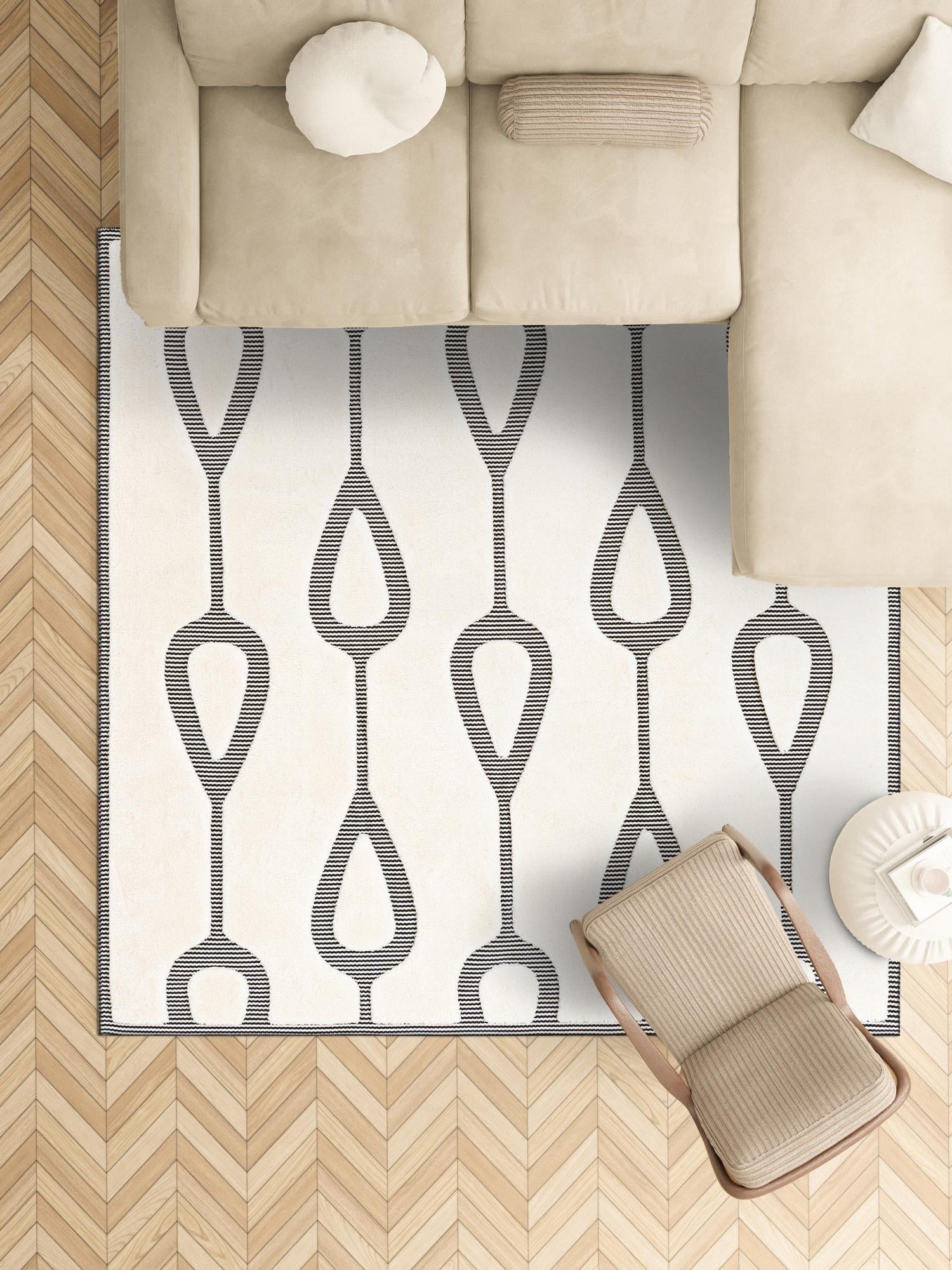 Ivory White 7' 10 x 7' 10 Prismatic Square Area Rug Modern Geometric Unique Design Carpet for Contemporary Interior Home Decorating for Sale at Rug Engine